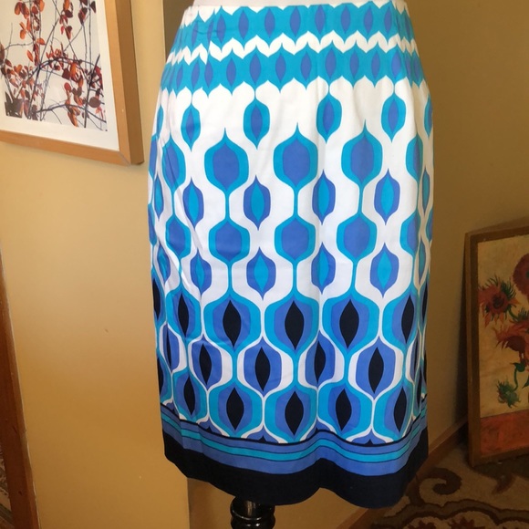 Vtg TALBOTS Size 12 Geometric Groovy Design Shapes Line Cotton Stretchy $108 NEW - Picture 4 of 14